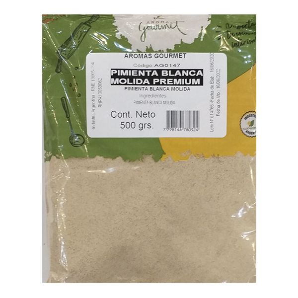 Pimienta Blanca Molida Cuyoaromas x 500 gr.
