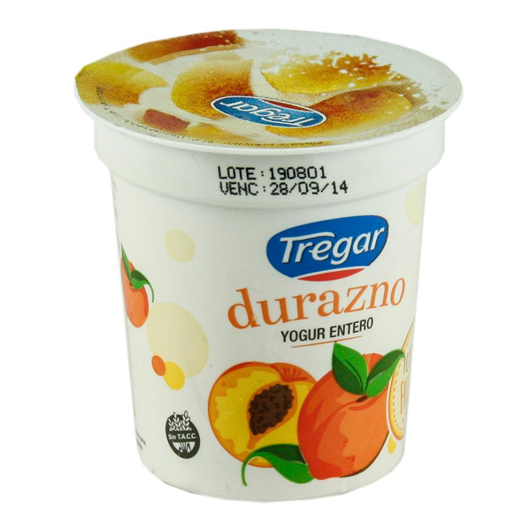 Yogur Ent/Fruta Durazno x 160gr - Treggar