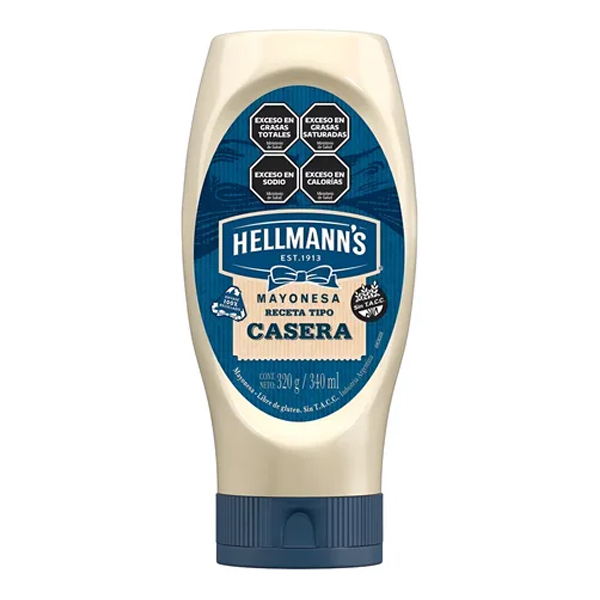 Mayonesa Hellmanns Rec. Casera x 320 gr. (24)