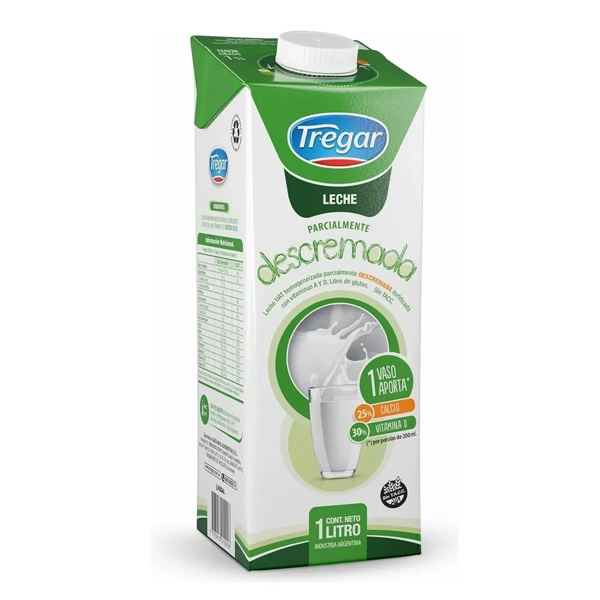 Leche Larga Vida Descremada Treggar 12 x*