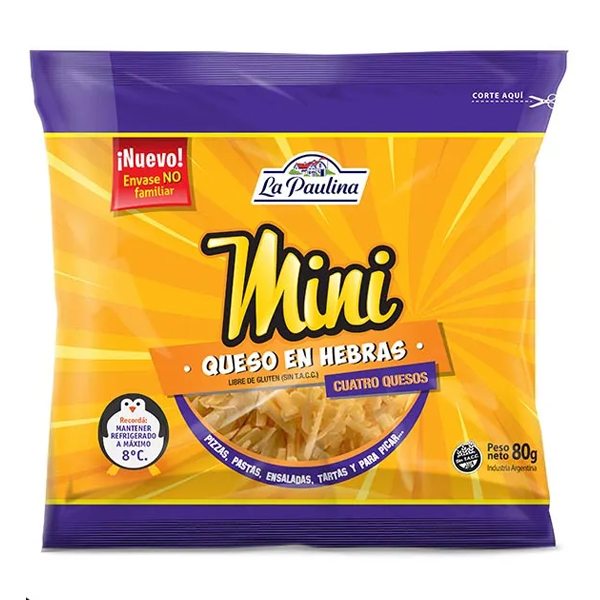 Queso Hebras 4 Quesos Mini x 80 gr. - La Paulina